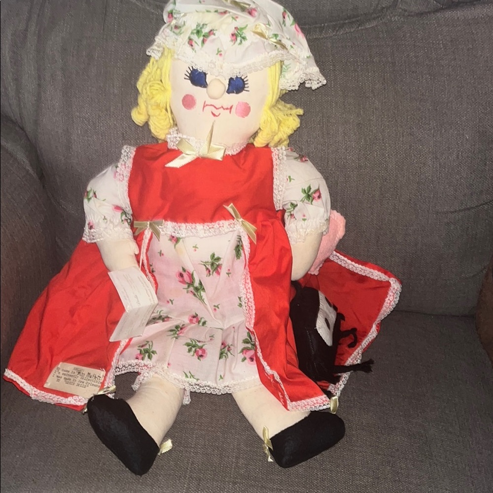 Floral Red Dress Rag Doll